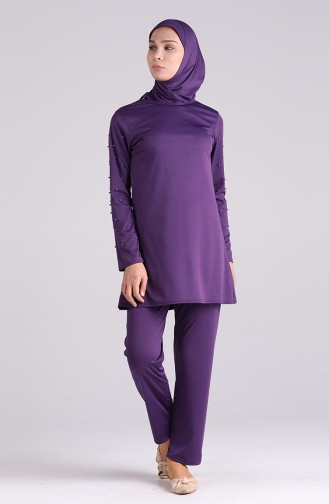 Purple Modest Swimwear 1012-02