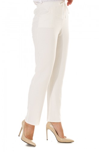 Elastic waist Pocket Detailed Trousers 4205pnt-01 Cream 4205PNT-01