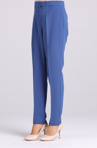 Buttoned Straight-leg Trousers 1102-33 Indigo 1102-33