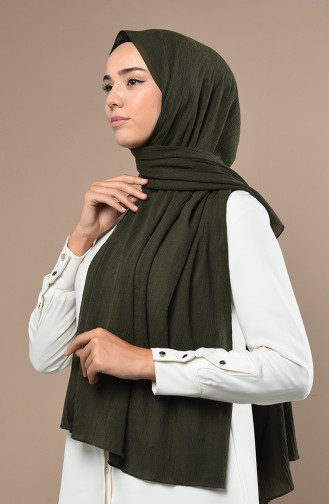 Natural Likralı Kraş Şal 13182-04 Haki