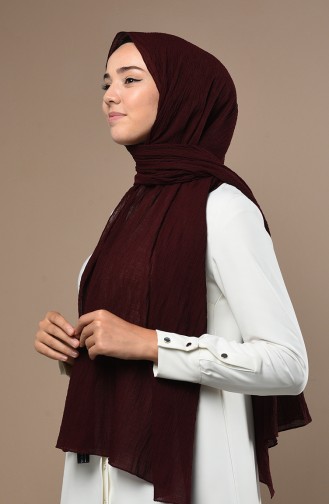 Natural Likralı Kraş Şal 13182-24 Koyu Bordo