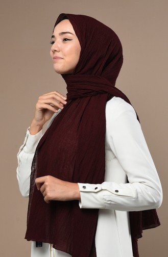 Natural Likralı Kraş Şal 13182-24 Koyu Bordo