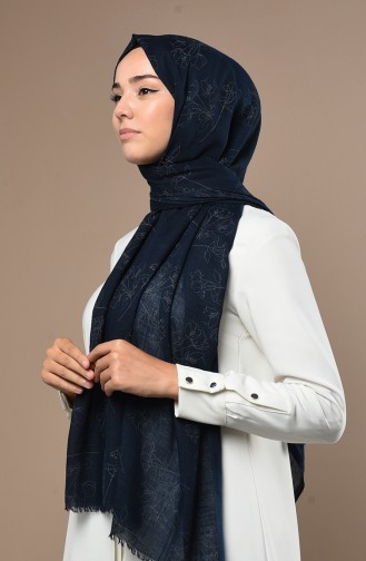 Navy Blue Shawl 3017FLR-06