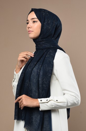 Navy Blue Sjaal 3017FLR-06