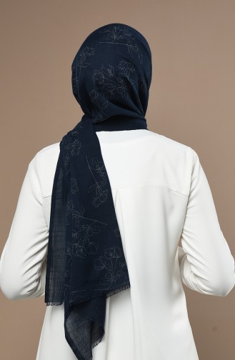 Navy Blue Shawl 3017FLR-06