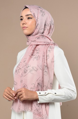 Floral Desen Şal 3017FLR-09 Pudra