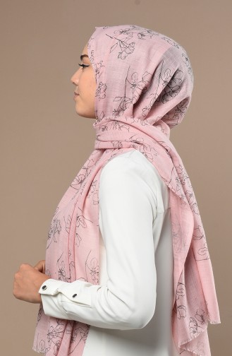 Floral Desen Şal 3017FLR-09 Pudra