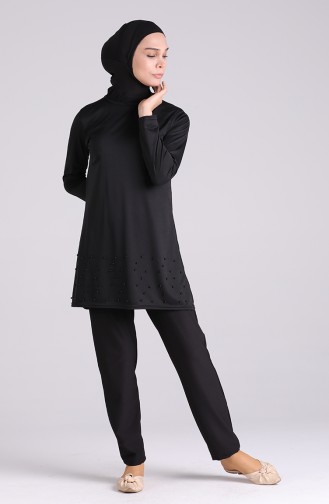 Schwarz Hijab Badeanzug 1013-01
