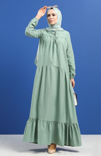 Grün Hijab Kleider 7268-17