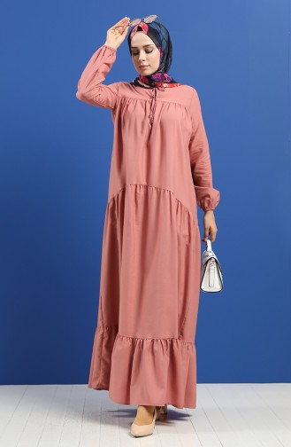Lachsrosa Hijab Kleider 7268-18