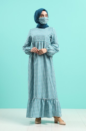 Dress with Free Mask 1402-02 Turquoise 1402-02