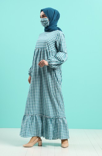 Dress with Free Mask 1402-02 Turquoise 1402-02