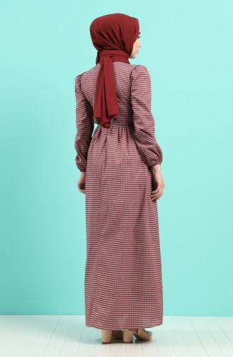 Weinrot Hijab Kleider 8246-01