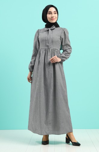 Fiyonklu Elbise 8246-04 Siyah