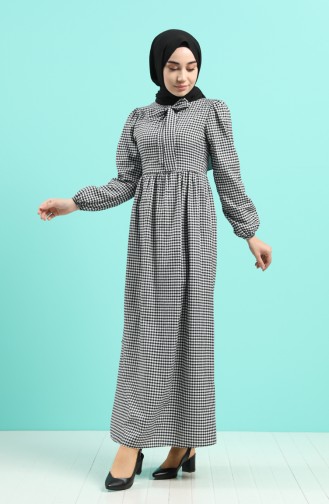 Fiyonklu Elbise 8246-04 Siyah