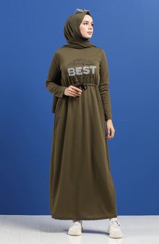 Khaki Hijab Dress 5008-01