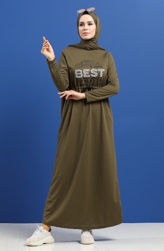 Khaki Hijab Dress 5008-01