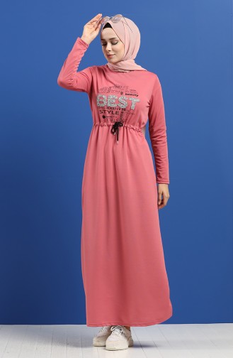 Beige-Rose Hijab Kleider 5008-04