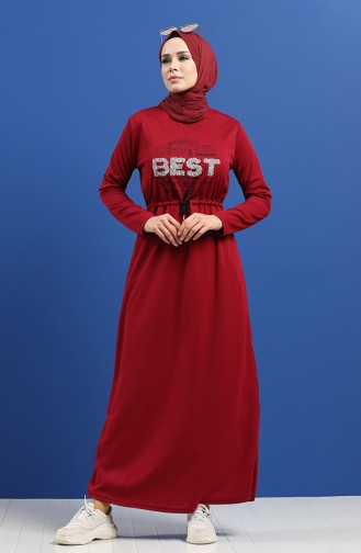 Weinrot Hijab Kleider 5008-05