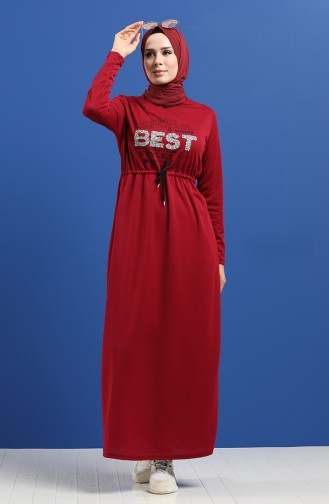 Weinrot Hijab Kleider 5008-05