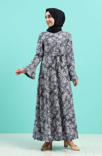 Dunkelblau Hijab Kleider 5885E-01
