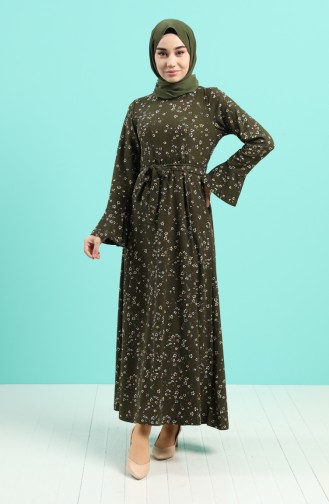 Khaki Hijab Dress 5885G-01