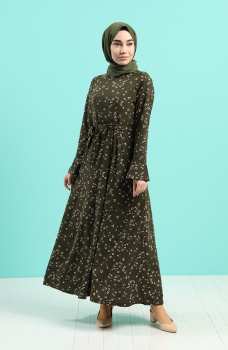Khaki Hijab Dress 5885G-01