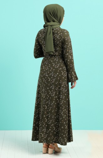 Khaki Hijab Kleider 5885G-01