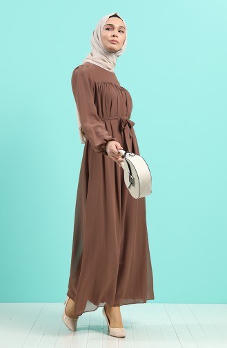 Robe Hijab Couleur Brun 3055-07