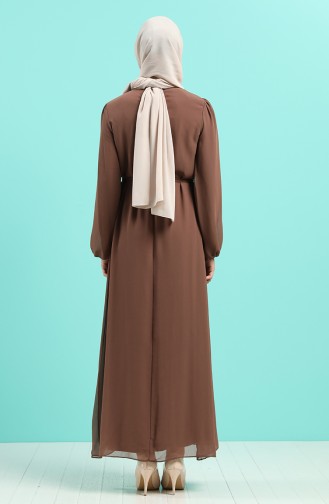 Braun Hijab Kleider 3055-07