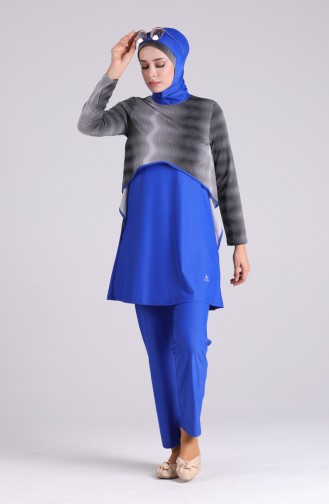 Saks-Blau Hijab Badeanzug 04