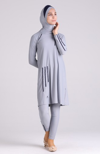 Grau Hijab Badeanzug 01