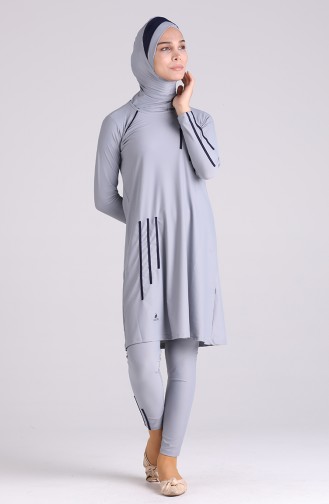 Maillot de Bain Hijab Gris 01