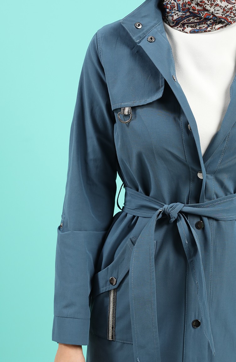 indigo trench coat