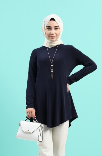 Tunic with Necklace 8231-01 Navy Blue 8231-01