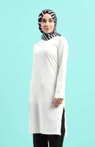 Pamuklu Tunik 3174-01 Ekru