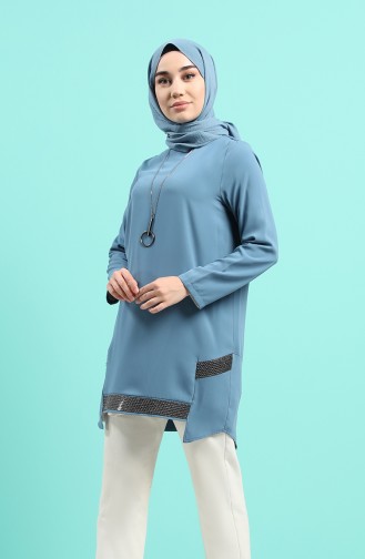 Kolyeli Tunik 12108 -03 İndigo