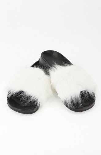 White Women`s House Slippers 35-03