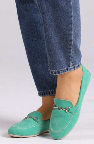 Sea Green Women`s Flats 0403-11