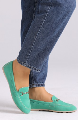 Water Green Woman Flat Shoe 0403-11