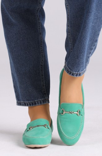 Sea Green Women`s Flats 0403-11