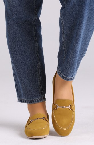 Saffron Colored Women`s Flats 0403-13