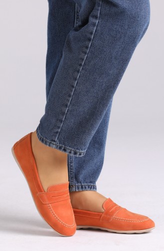 Orange Woman Flat Shoe 0404-07