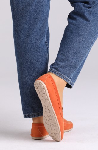Orange Woman Flat Shoe 0404-07