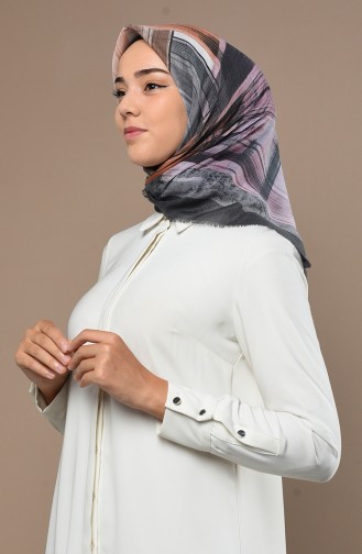 Jakarlı Çekme Cotton Eşarp 2530-02 Füme