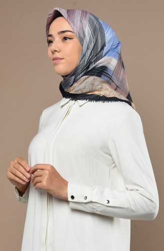 Jakarlı Çekme Cotton Eşarp 2530-09 Lacivert Vizon