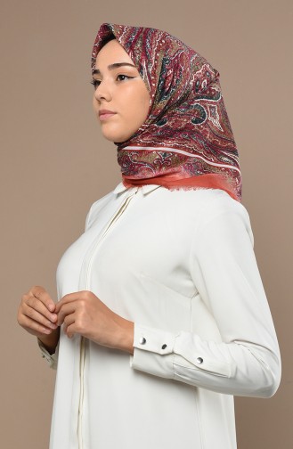 Etnik Desenli Çekme Cotton Eşarp 2532-09 Soğan Kabuğu