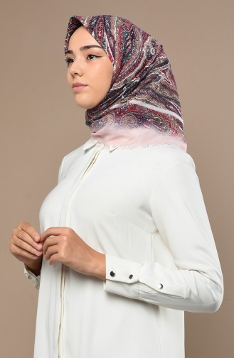 Etnik Desenli Çekme Cotton Eşarp 2532-11 Toz Pembe