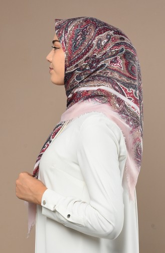 Etnik Desenli Çekme Cotton Eşarp 2532-11 Toz Pembe