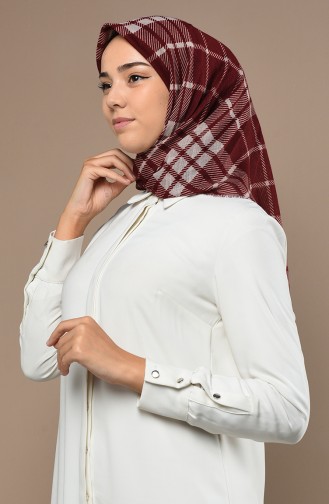 Desenli Flamlı Eşarp 90648-15 Bordo